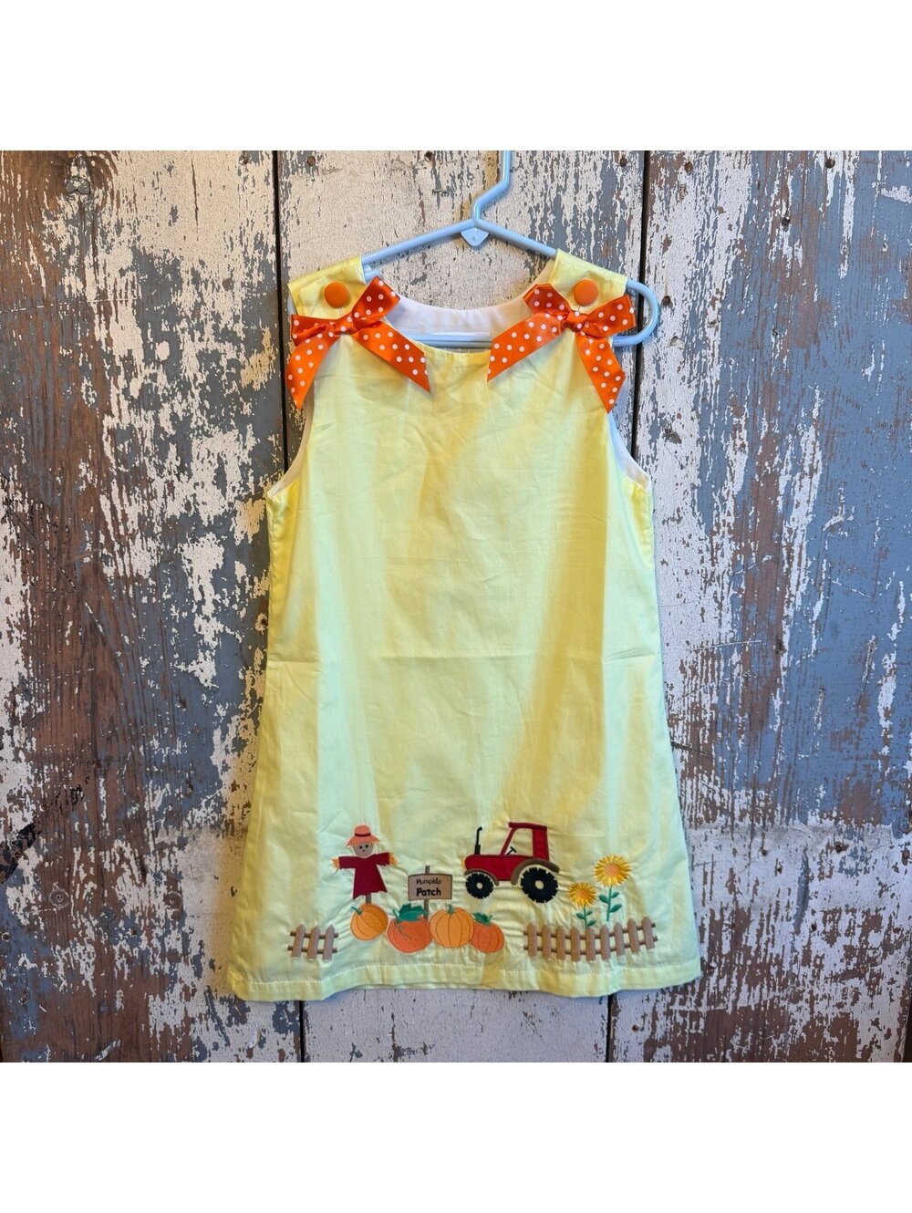Lil Cactus Yellow Pumpkin Patch Bow Dress NWT size 6Y
